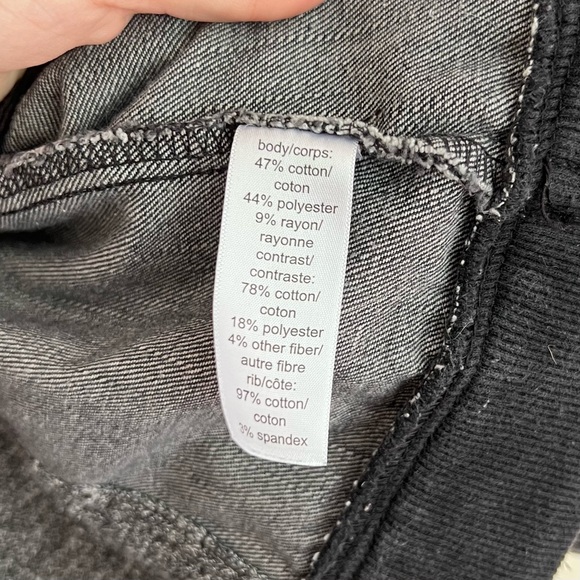 Womens Maurices Black Gray Button Up Denim Hoodie Jacket Distressed Size Small - Picture 4 of 4